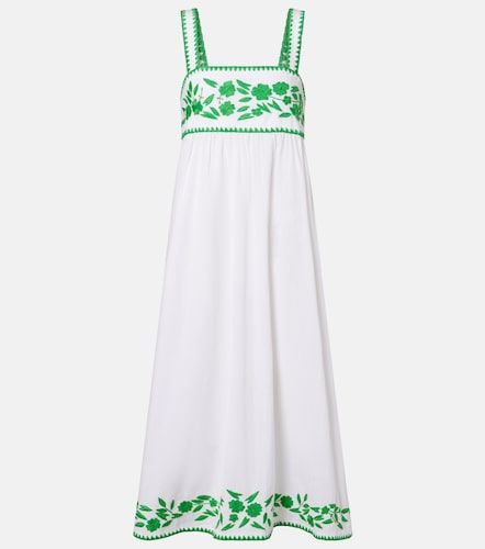 Robe midi en coton et lin à broderie - Juliet Dunn - Modalova