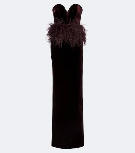Robe longue bustier en velours à plumes - The New Arrivals Ilkyaz Ozel - Modalova