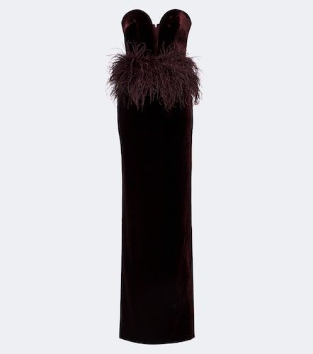 Robe longue bustier en velours à plumes - The New Arrivals Ilkyaz Ozel - Modalova