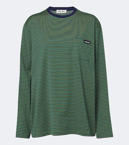 Miu Miu T-shirt en coton à rayures - Miu Miu - Modalova