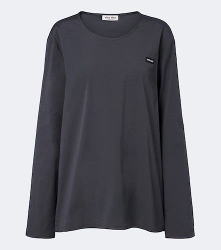 T-shirt en popeline de coton mélangé - Miu Miu - Modalova