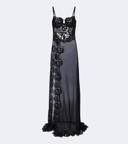 Robe longue en coton et soie mélangés - Dolce&Gabbana - Modalova