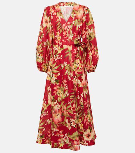 Robe portefeuille Lexi en lin à fleurs - Zimmermann - Modalova