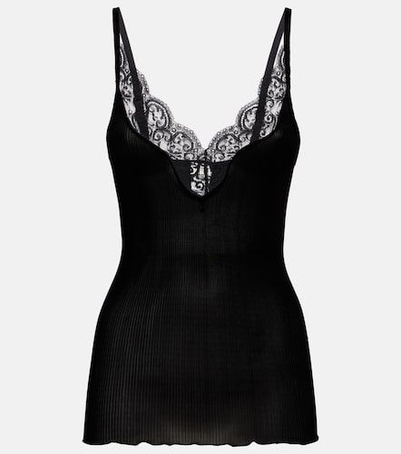 Top en soie à finitions en dentelle - Saint Laurent - Modalova
