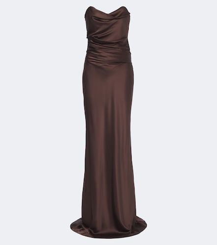 Robe longue bustier en charmeuse de soie - The Sei - Modalova