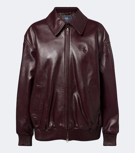 Veste blouson en cuir à logo - Polo Ralph Lauren - Modalova