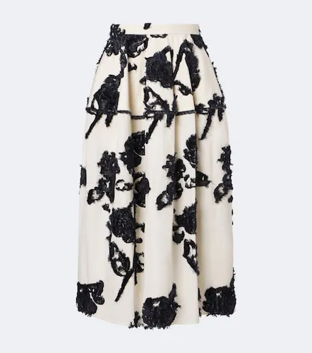 Jupe midi en popeline à fleurs - Erdem - Modalova