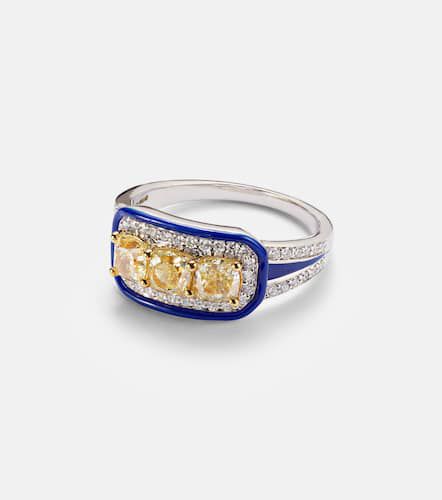 Bague Trio Cushion en or blanc 18 ct et diamants - Kamyen - Modalova