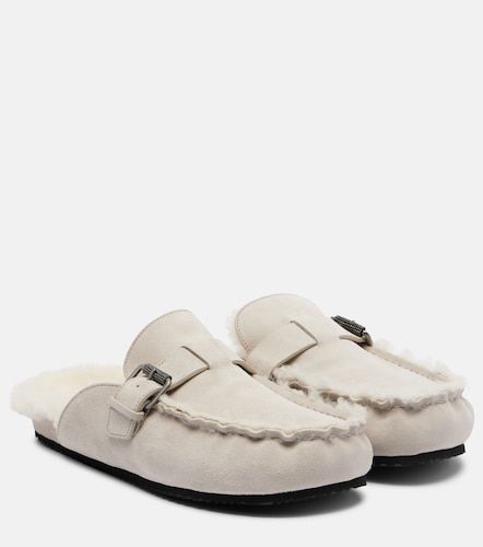 Slippers Monili en daim et shearling - Brunello Cucinelli - Modalova