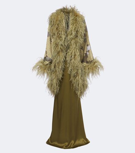 Robe longue 1920 en soie à plumes - Taller Marmo - Modalova