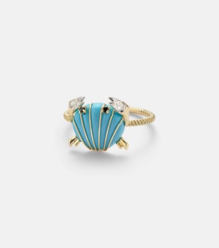Yvonne Léon Bague Crabe Coquillage en or 9 ct, turquoise et diamant - Yvonne Leon - Modalova