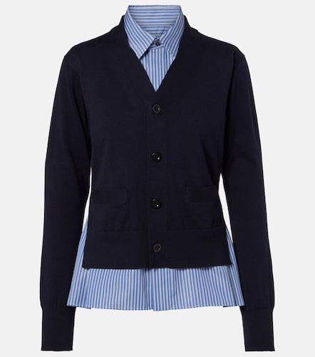 Cardigan superposé en coton à rayures - Sacai - Modalova