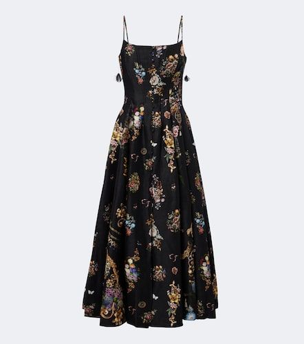 Robe longue à fleurs en lin et soie - Camilla - Modalova