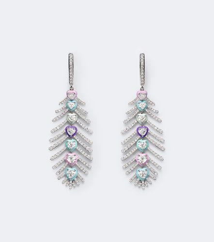 Boucles d'oreilles Candy Crush Feather en or blanc 18 ct et diamants - Kamyen - Modalova