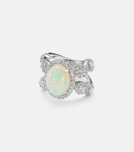 Bague Reign Supreme en or blanc 18 ct, diamants et opale - Yeprem - Modalova
