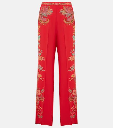 Pantalon ample en crêpe de soie à fleurs - Etro - Modalova