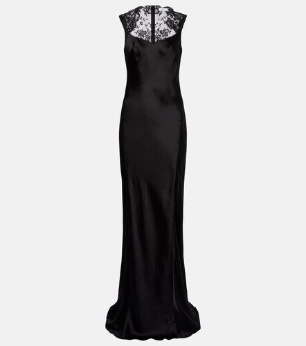 Robe longue en satin à dentelle - McQueen - Modalova