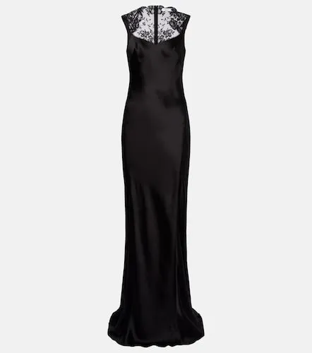 Robe longue en satin à dentelle - McQueen - Modalova