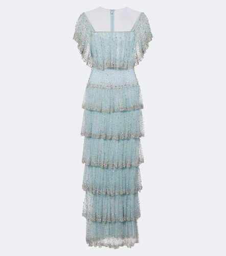 Robe longue en tulle à cristaux - Costarellos - Modalova