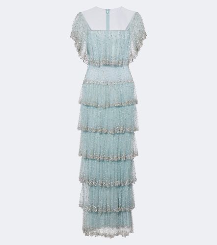 Robe longue en tulle à cristaux - Costarellos - Modalova