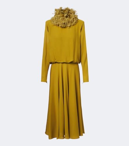 Robe midi en soie à plumes - Valentino Garavani - Modalova
