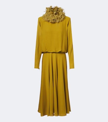 Robe midi en soie à plumes - Valentino Garavani - Modalova