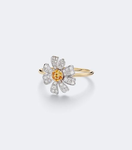 Yvonne Léon Bague Marguerite en or 9 ct, diamants et citrines - Yvonne Leon - Modalova