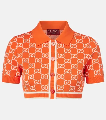 Cardigan raccourci GG en jacquard de coton - Gucci - Modalova
