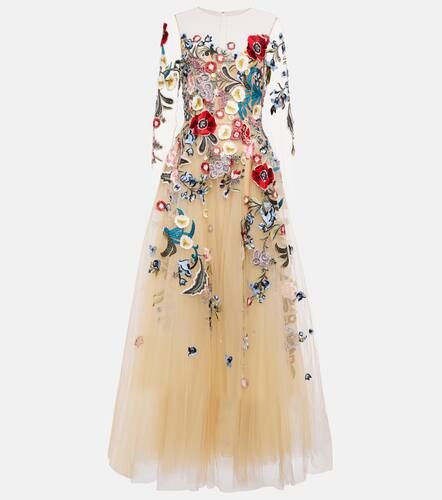 Robe longue en tulle à fleurs - Oscar de la Renta - Modalova