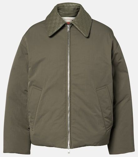 Veste doudoune à col en cuir Intrecciato - Bottega Veneta - Modalova