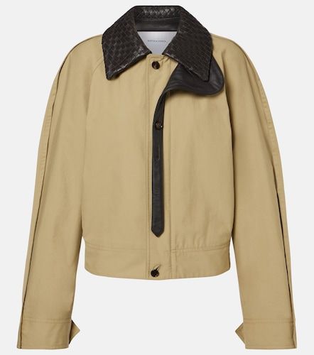 Veste blouson bordée de cuir Intrecciato - Bottega Veneta - Modalova