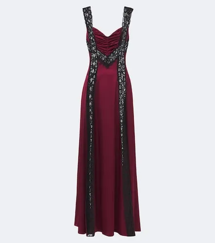Robe longue en satin de soie à dentelle - Rodarte - Modalova