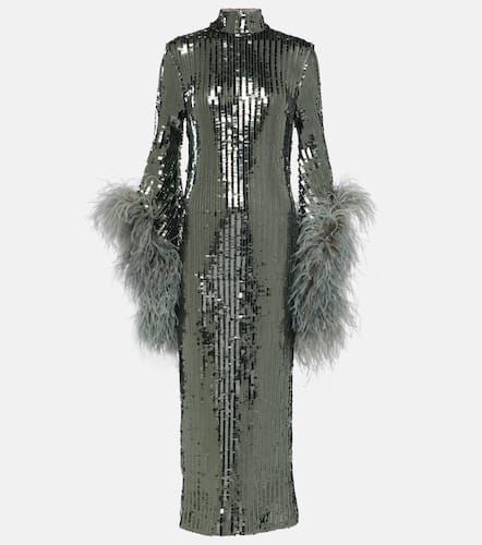 Robe midi Del Rio à sequins et plumes - Taller Marmo - Modalova