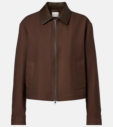Veste courte en coton à finitions en cuir - Vince - Modalova
