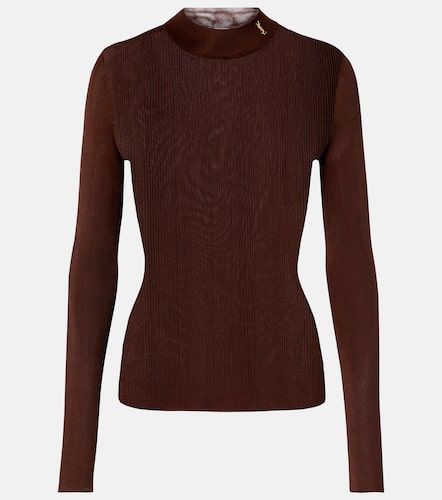 Pull en soie à finition côtelée - Saint Laurent - Modalova