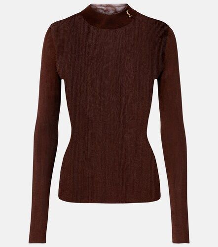 Pull en soie à finition côtelée - Saint Laurent - Modalova