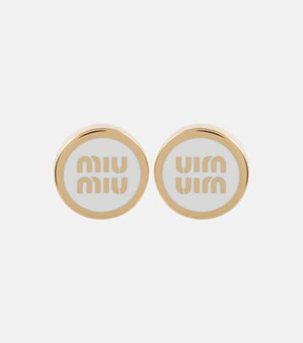 Boucles d’oreilles en émail à logo - Miu Miu - Modalova