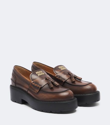 Mocassins à plateau Decò en cuir - Miu Miu - Modalova