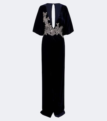 Robe longue en velours à cristaux - Costarellos - Modalova