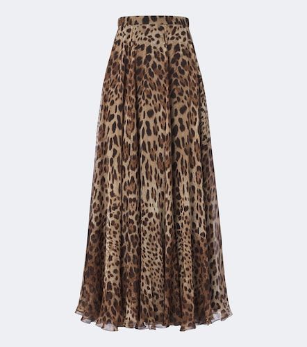 Jupe longue en soie à imprimé léopard - Dolce&Gabbana - Modalova