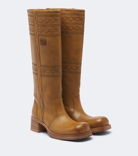 Miu Miu Bottes en cuir à broderies - Miu Miu - Modalova