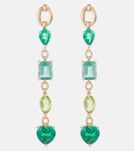 Boucles d'oreilles Catena en or 18 ct, émeraudes, péridot et tourmaline - Nadine Aysoy - Modalova