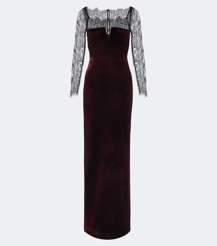 Robe longue en velours à dentelle - Roland Mouret - Modalova