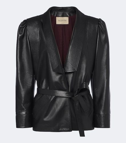 Veste en cuir à ceinture - Valentino Garavani - Modalova