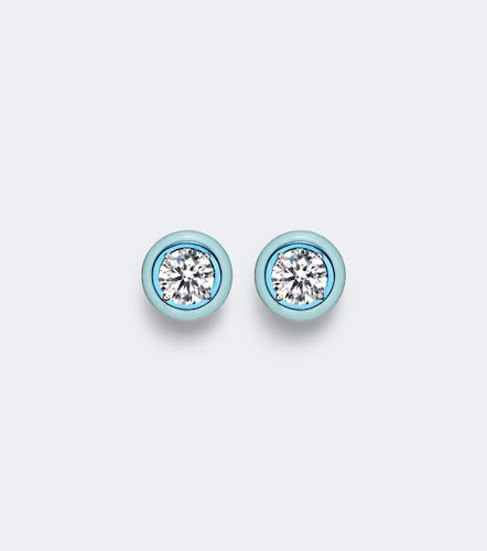 Boucles d’oreilles Dottie en or blanc 18 ct, émail et diamants - Kamyen - Modalova