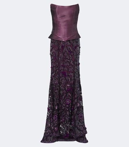 Là Fuori Robe longue bustier Iris en soie à ornements - La Fuori - Modalova
