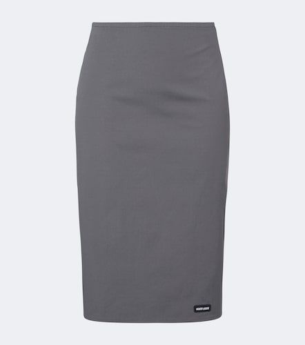 Jupe crayon en popeline de coton mélangé - Miu Miu - Modalova