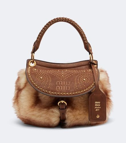 Sac Rendez-vous en shearling à clous - Miu Miu - Modalova