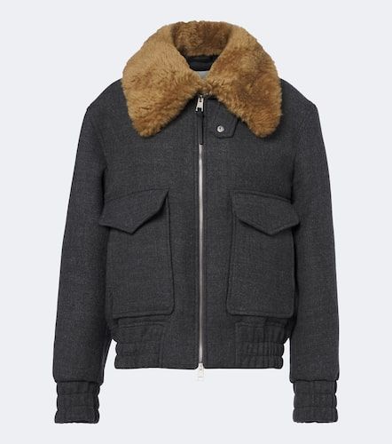 Veste blouson en laine vierge et shearling - Ami Paris - Modalova