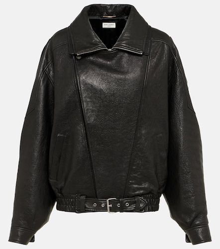 Veste blouson oversize en cuir - Saint Laurent - Modalova